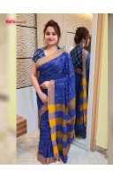 Khadi Cotton Saree With Beautiful Weave And Contrast Color Border (RAI27HSC)